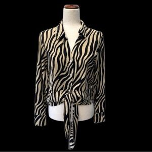 Rachel Zoe Zebra Print Blouse & Pants in Black and Cream sz.M